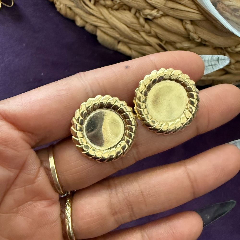 Elegant Gold-Tone Stud frame Earrings (3 pairs)